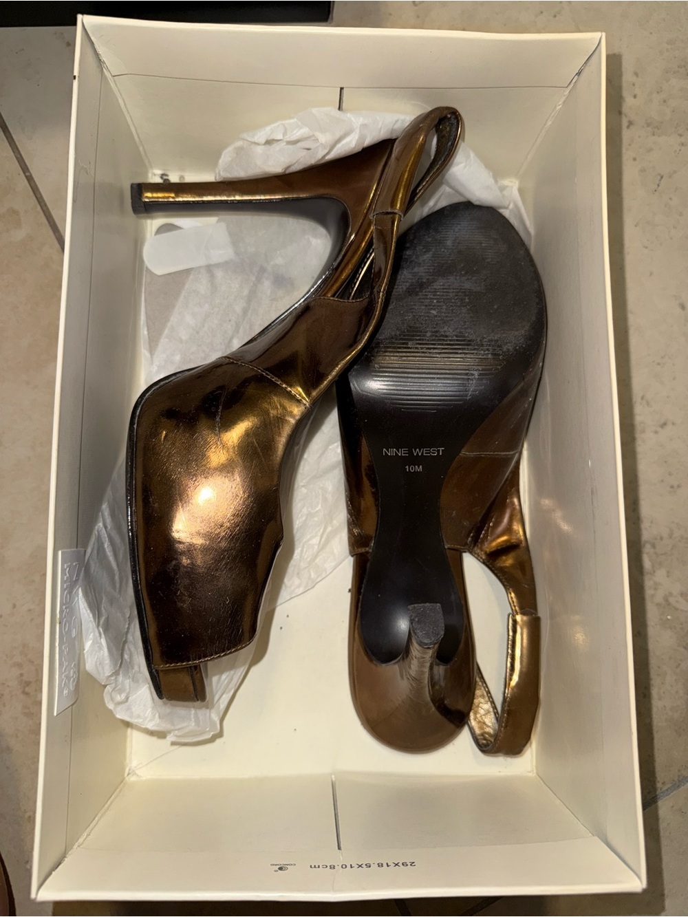 Nine West Metallic Bronze Slingback Stiletto Heels